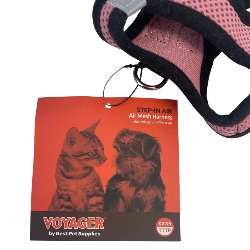 Voyager Step-In Air Mesh Pet Harness Pink Black XXXS Reflective 207-PKB NEW